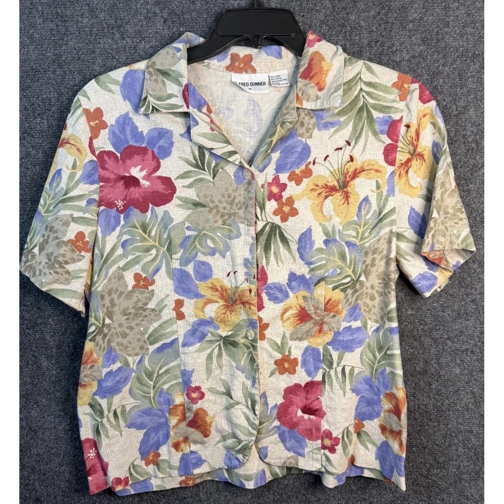 Vintage 90s Alfred Dunner Floral Button Up Shirt Top Women's Size 14 Multicolor